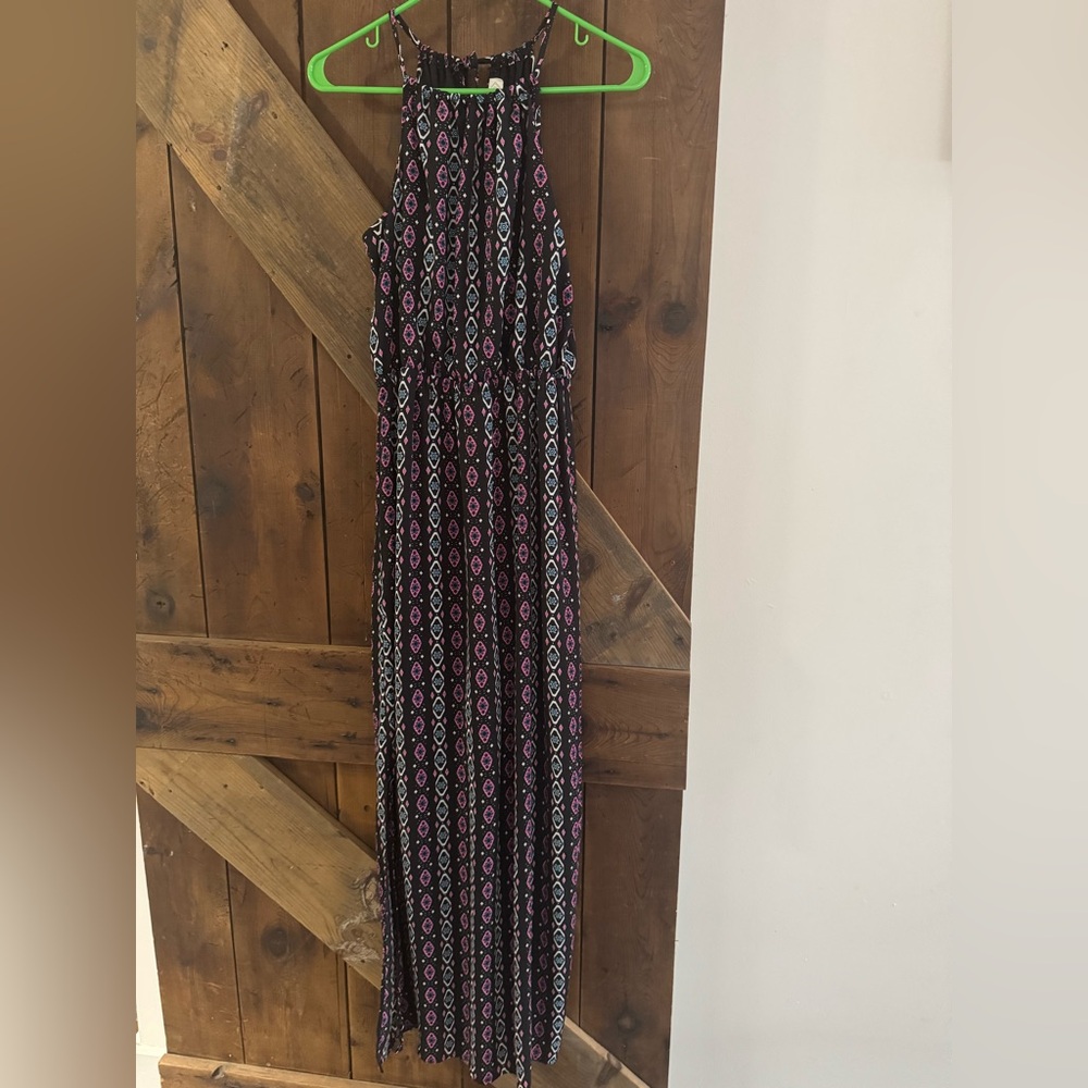 Black and Purple Halter Maxi Dress